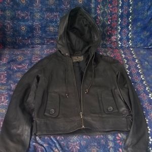 Vintage Old Navy Genuine Leather Hoodie